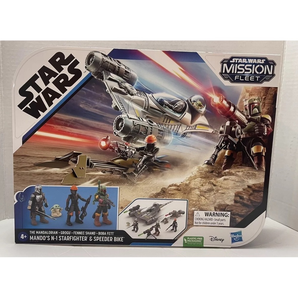 Star Wars The Mandalorian Mission Fleet Mando's N-1 Starfighter & Speeder Bike
